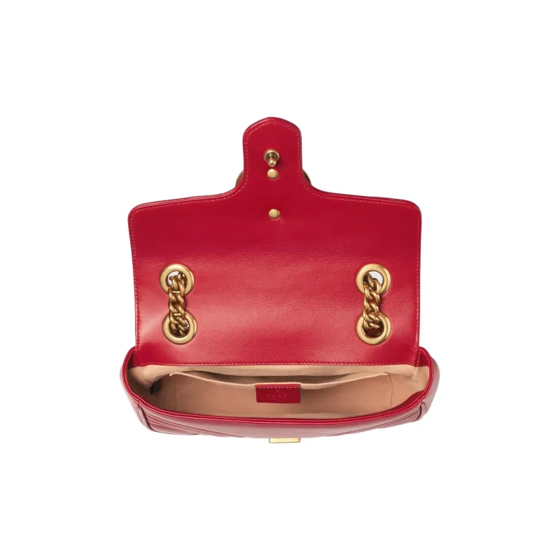 GUCCI GG Marmont Quilting Leather Crossbody Bag Shoulder Bag Women's Red-4