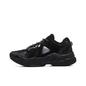 PEAK Taichi P2K Chunky Sneakers Cushioning Rebound Low Top Casual Shoes Women's All Black