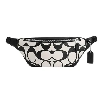 COACH Warren Cow Leather With PVC Fanny Pack Large Size Men's Chalk White & Black