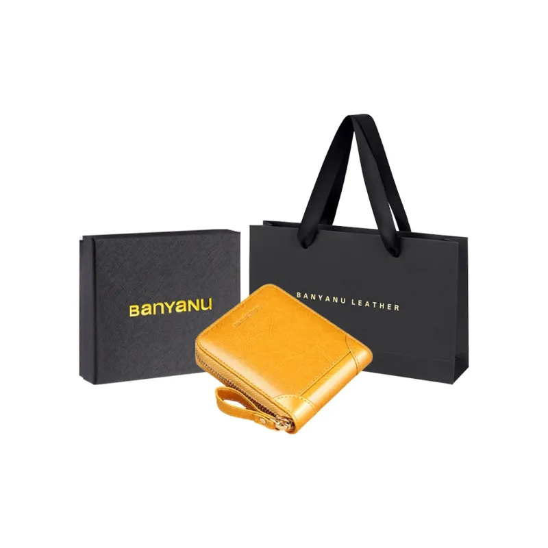 Banyanu Cow Leather Wallets Card Holders Women's Burgundy/Peacock Blue/Antique Yellow/Black/Brown-7