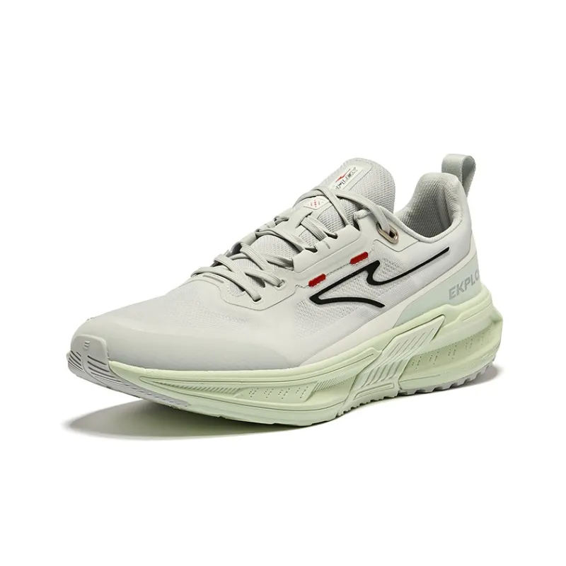 Erke Wild Pro Cushioning Wear Resistant Low Top Sprint Running Shoes Men's White Dew Gray Light Pea Green-2