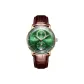 Rose Case Green Dial Brown Leather Strap