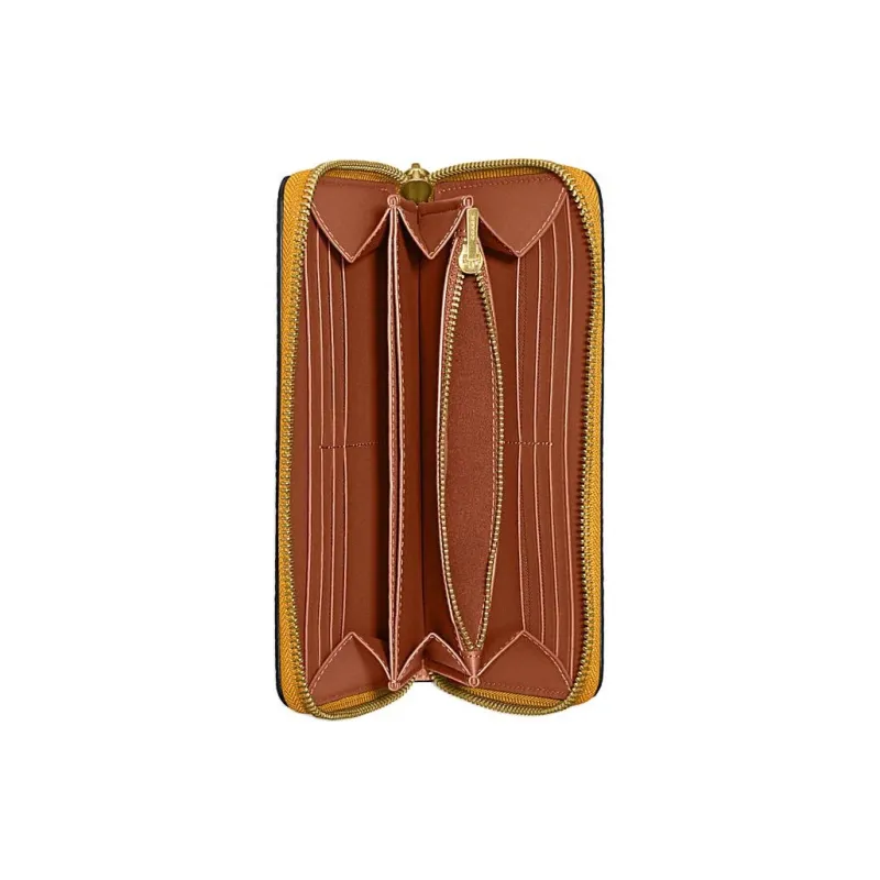 COACH Accordion Zip Eggstone Grain Leather Wallet Small Size Women's Mustard Yellow-1