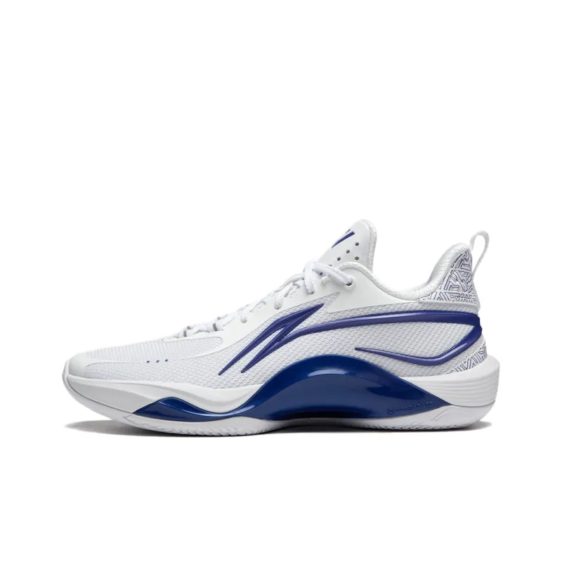 LiNing Shining FVV PE Cushioned Slip Resistant Lightweight Rebound Low Top Basketball Shoes Men's White Blue-0