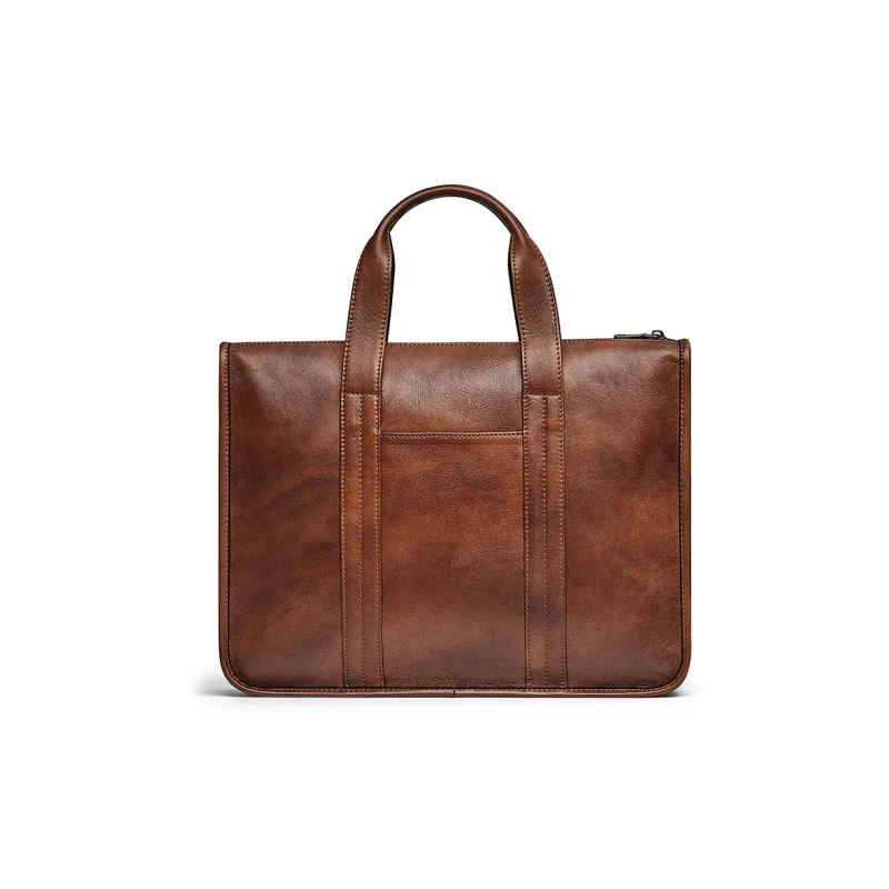 WilliamPOLO Cow Leather Crossbody Bag Briefcase Large Size Men's Brown/Coffee-3