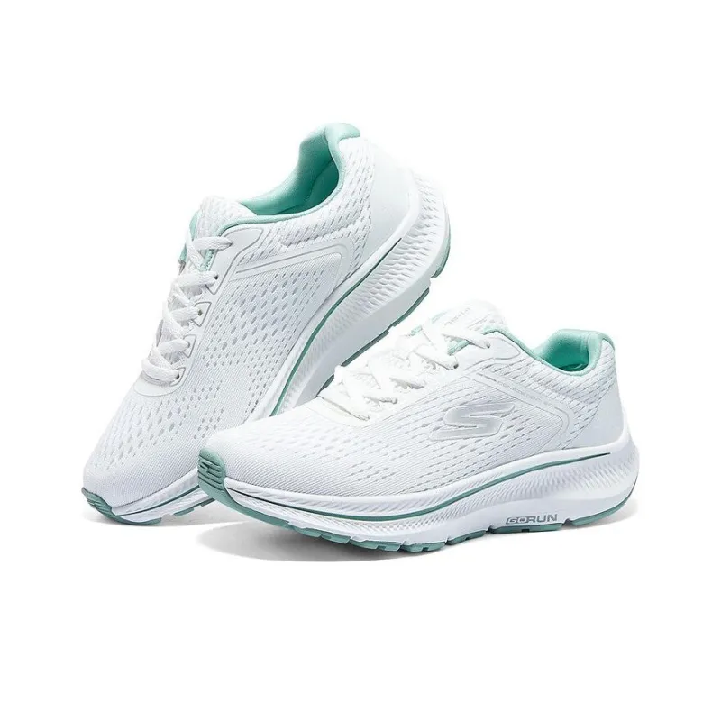 Skechers Go Run Consistent 2.0 Cushioned Wear Resistant Breathable Low Top Casual Shoes Women's White Green-2