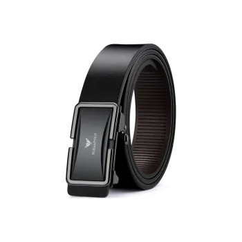 WilliamPOLO Cow Leather Leather Belts Men's Gunmetal 3.4cm Wide