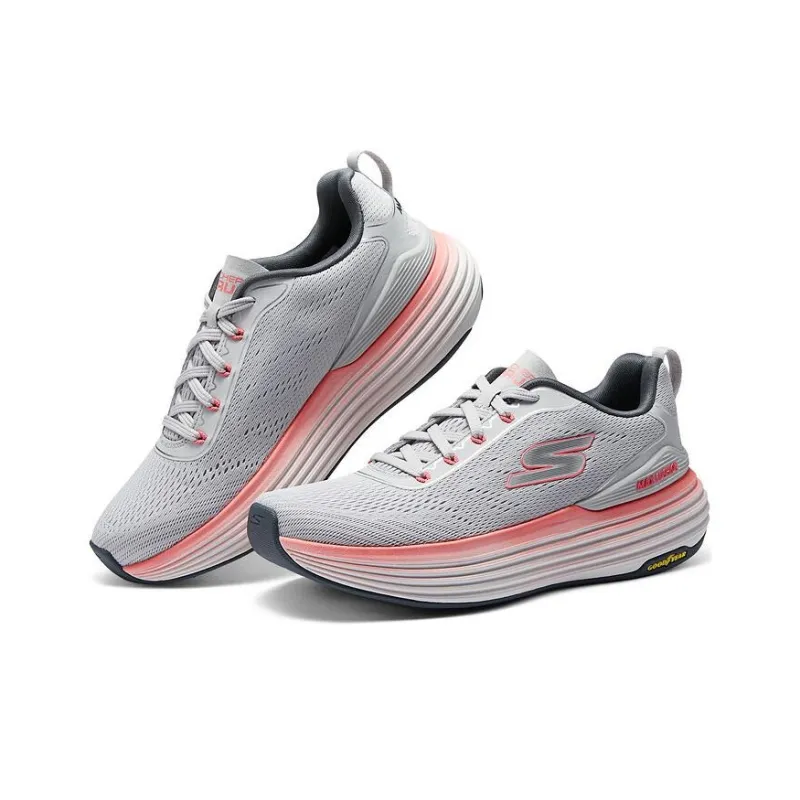 Skechers Cushioning Anti Slip And Wear Resistant Low Top Casual Shoes Women's Gray Red-2