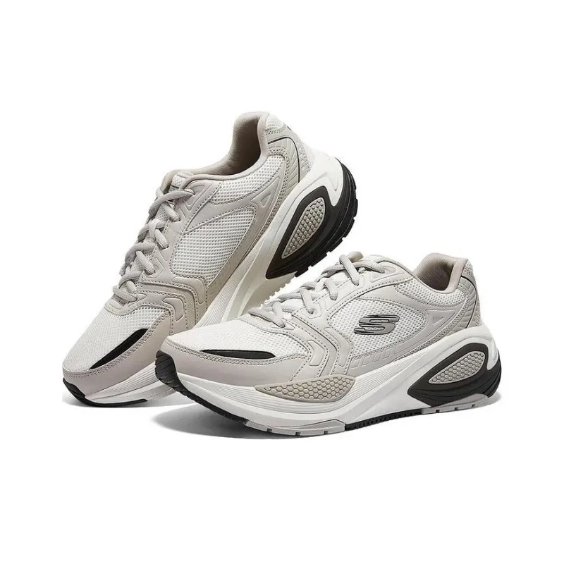 Skechers Cushioning Wear Resistant Low Top Casual Shoes Men's Beige White Black-2