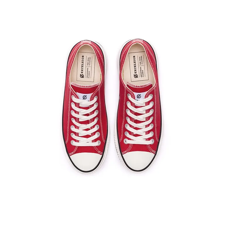 Excelsior Canvas Shoes Unisex Low Top Energetic Red/White/Gray-3