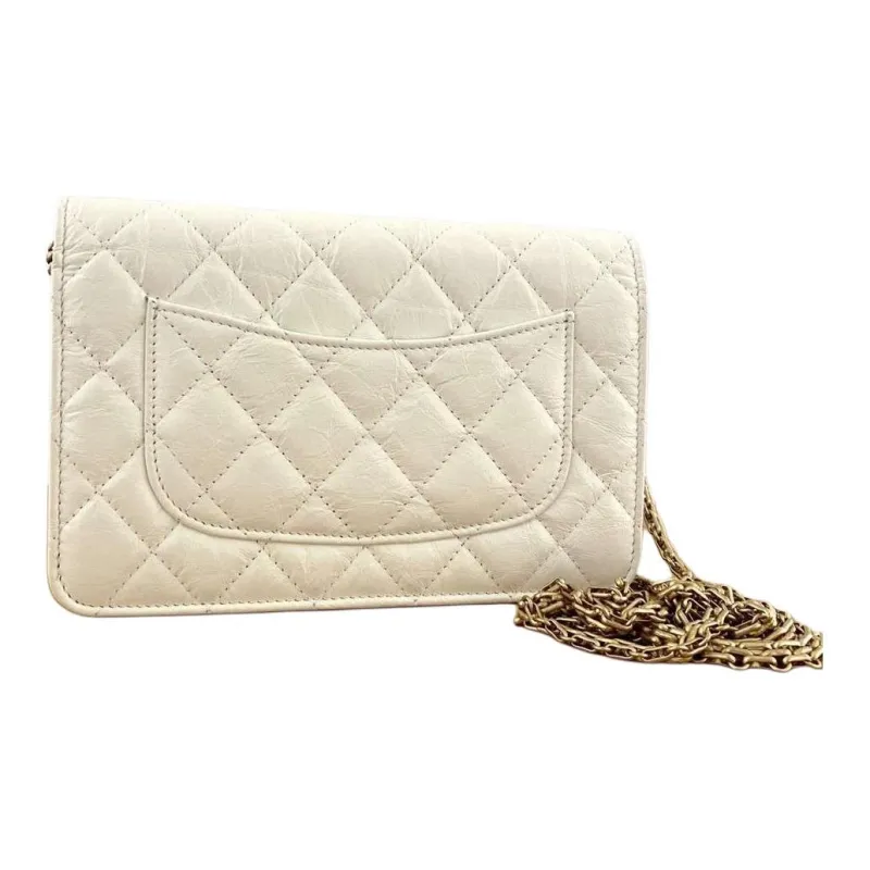CHANEL WOC Distressed Cow Leather Crossbody Bag Shoulder Bag Women's White-1