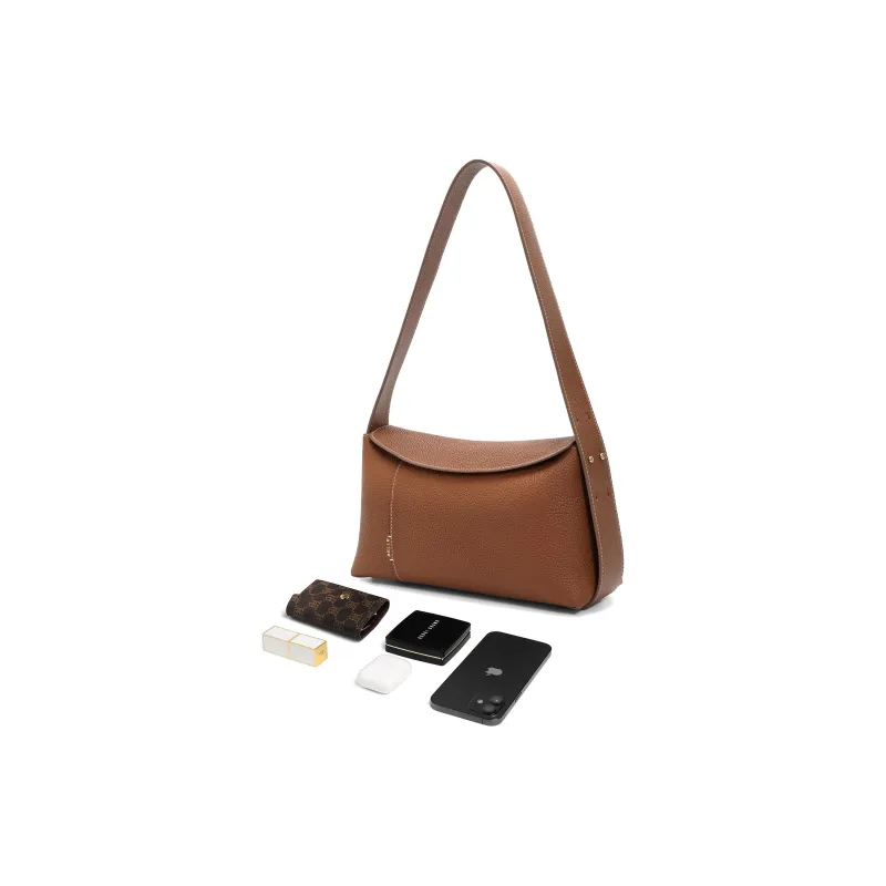 BELLE Top Grain Cow Leather Shoulder Bag Regular Women's Solid Color Plain-4