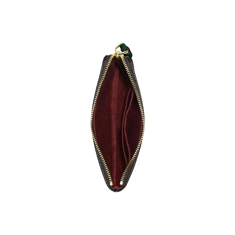 COACH Corner Zip PVC Wallet Wrist Bag Clutch Small Size Women's Brown & Dark Pine Wood Color-1