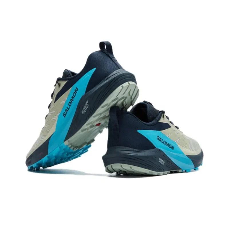 SALOMON Sense Ride 5 Slip Resistant Low Top Running Shoes Men's Beige Black Blue-1