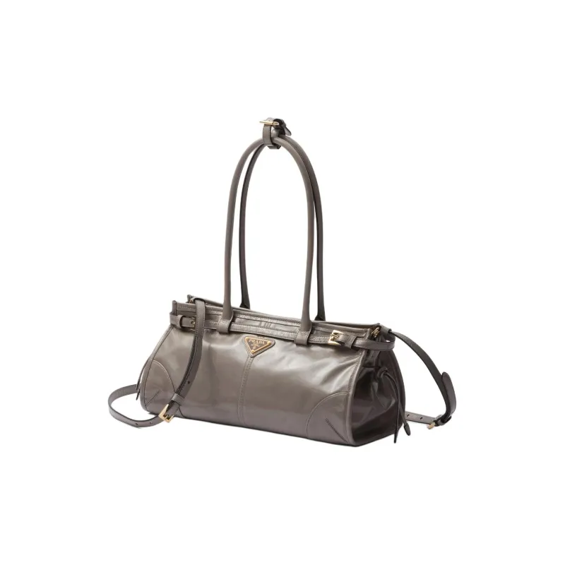 PRADA Leather Handbag Shoulder Bag Medium Size Women's Asphalt Gray-1