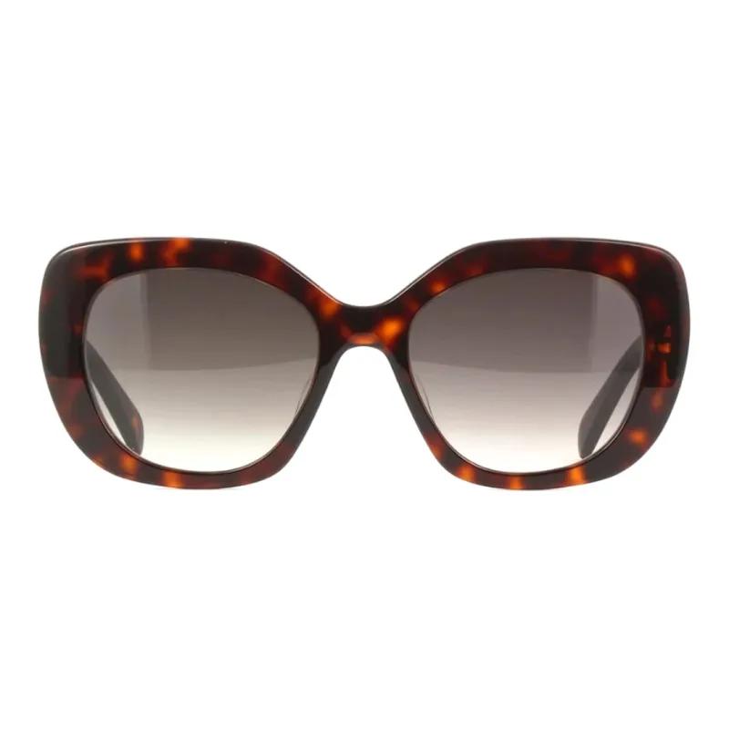 CELINE Acetate Irregular Shape Sunglasses Unisex Red Brown-1