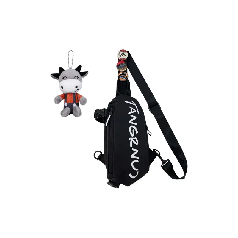 Techson Nylon Fabric Sling Bag Regular Unisex Black/White-5
