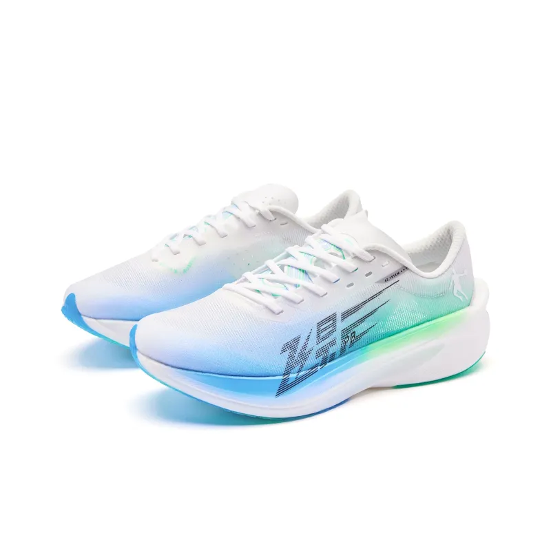 QIAODAN Flying Shadow PB4.0 Running Shoes Men Low Top Sea Salt Blue Aurora Green-2