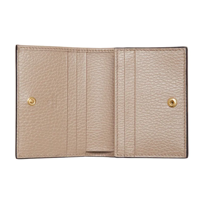 GUCCI GG Marmont Canvas With Leather Card Holder Women's Beige & White-3