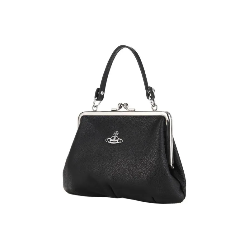 Vivienne Westwood Cow Leather Handbag, Shoulder Bag Unisex Black-1