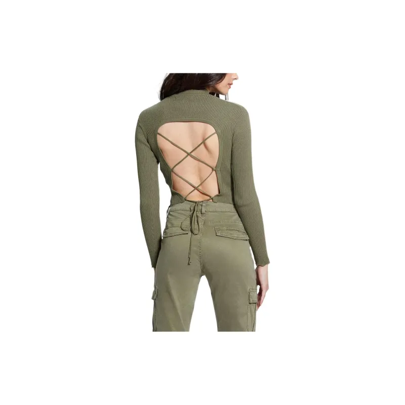 GUESS Eco Marie Open Back Sweater Top Sweater Women's Green-1