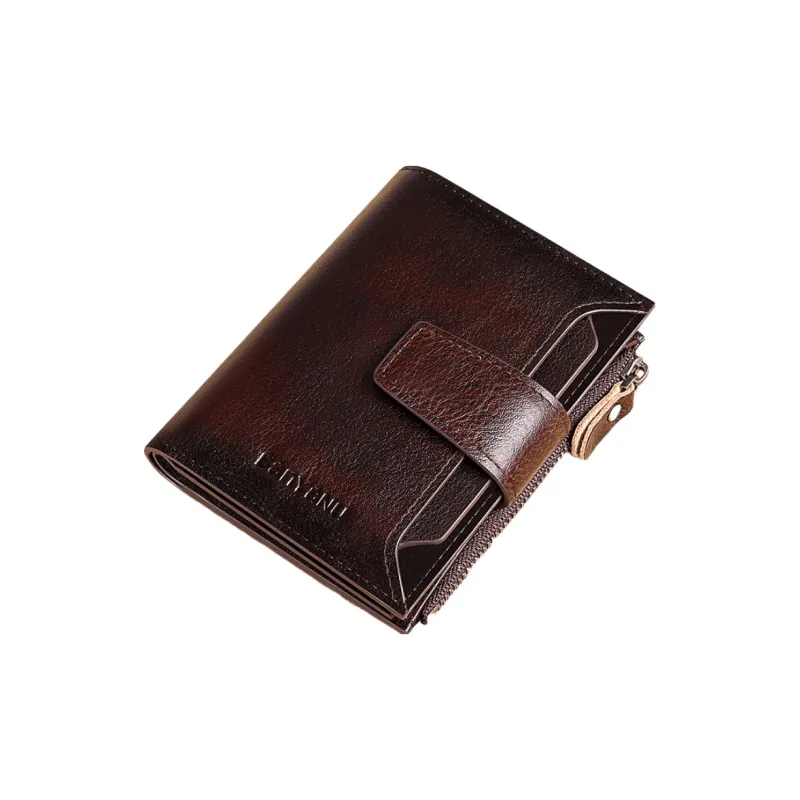 Banyanu Cow Leather Card Holder, Wallet Regular Men's Yellow Brown/Coffee/Blue Gray/Black-3