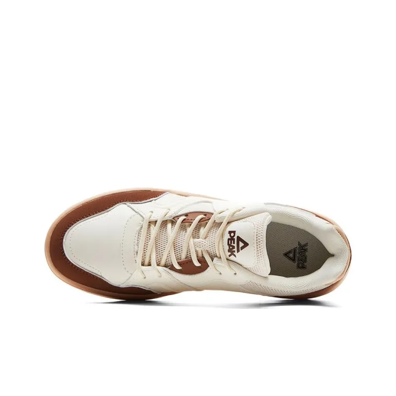 PEAK Coverage Warm Slip Resistant Cushioning Wear Resistant Low Top Skateboard Shoes Men's Dark Brown Ecru-2