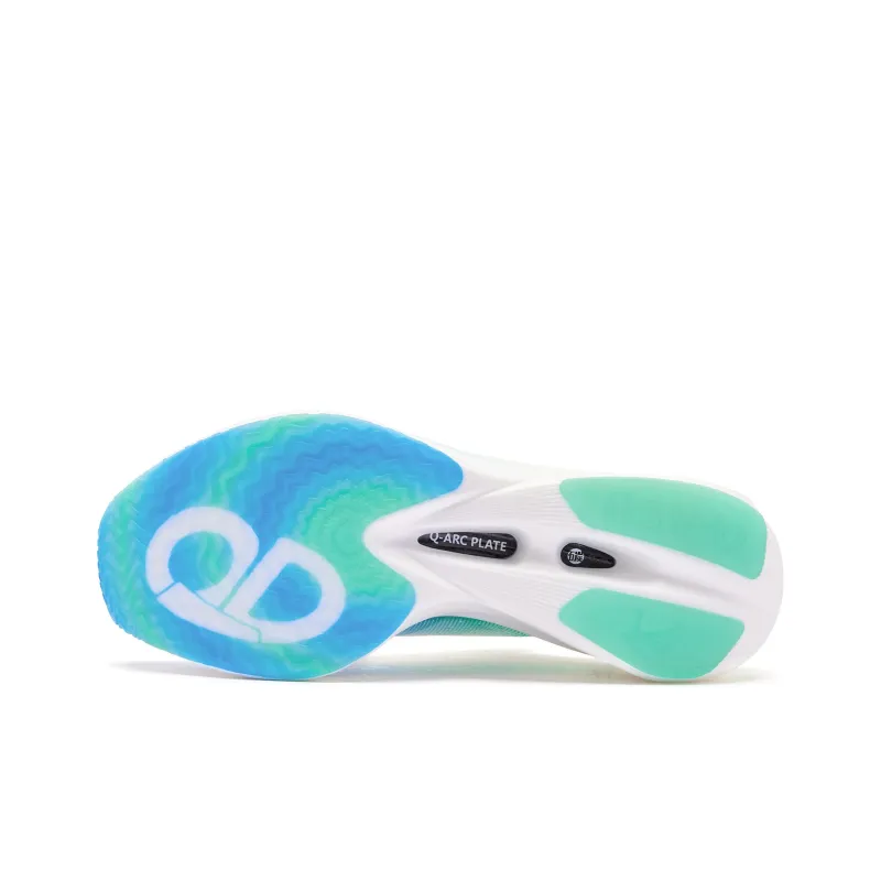 QIAODAN Flying Shadow PB4.0 Running Shoes Men Low Top Sea Salt Blue Aurora Green-4