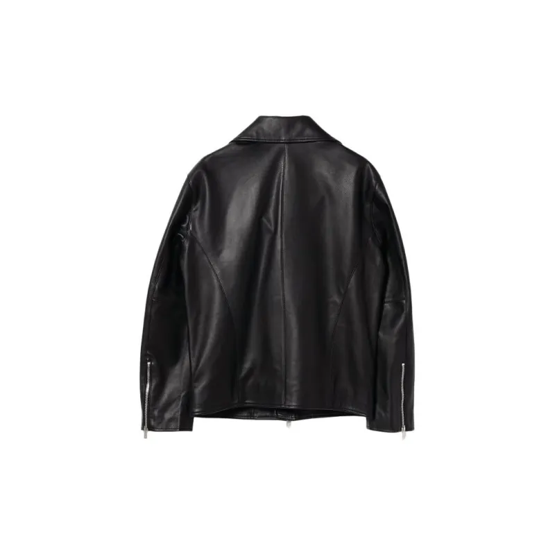 Beams Leather Jacket Men's Black-1