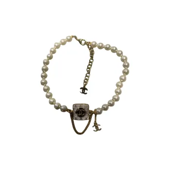 CHANEL Pearl Necklaces Women's Gold