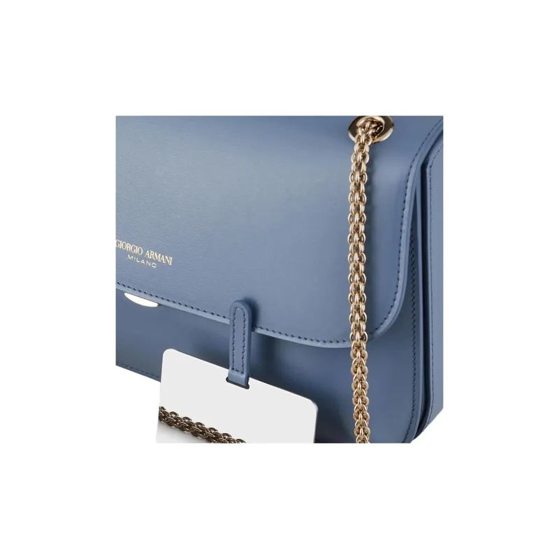 GIORGIO ARMANI Cow Leather Shoulder Bag Crossbody Bag Women's Blue-3