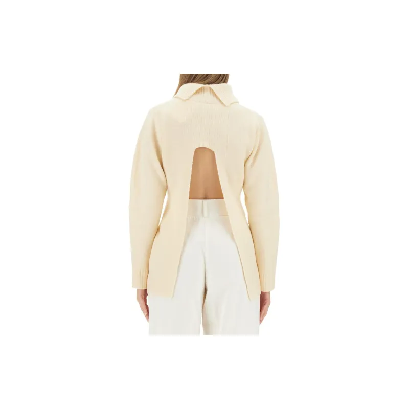 JIL SANDER Back Cut Out Turtleneck Knit Sweater-1