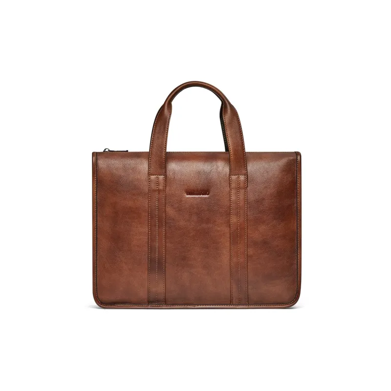 WilliamPOLO Cow Leather Crossbody Bag Briefcase Large Size Men's Brown/Coffee-1