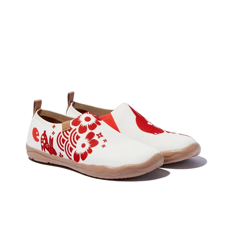 U.IN Painted Travel Shoes Toledo 1 Year Of The Dragon Red Collection Casual Shoes Women's-8