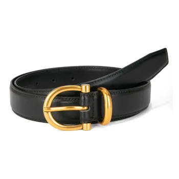 Cows Reign Vintage Gold Pin Buckle Horse-Shoe Buckle Jeans Leather Belts Women's Width 2.9cm