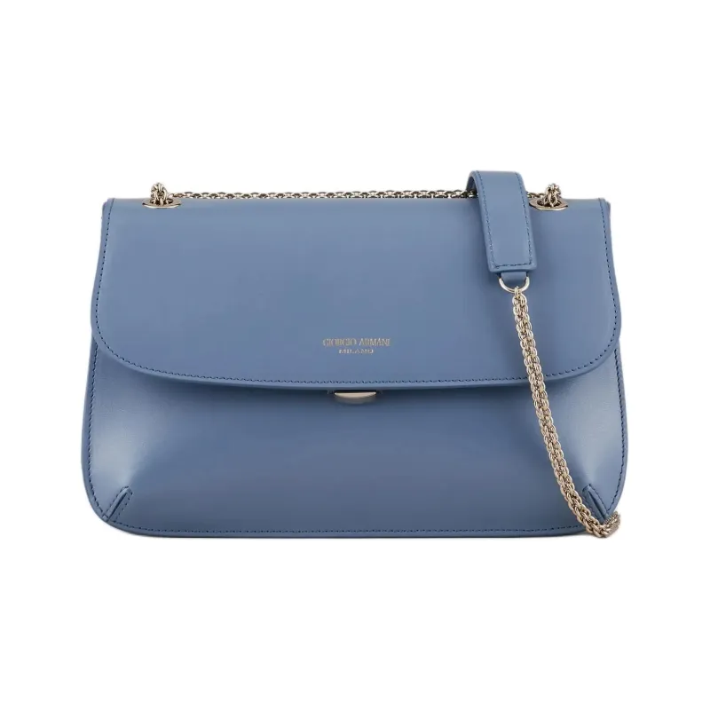 GIORGIO ARMANI Cow Leather Shoulder Bag Crossbody Bag Women's Blue-0