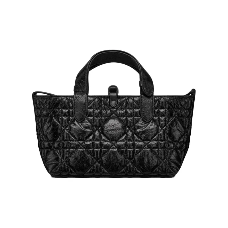 DIOR Wrinkled Cow Leather Handbag, Shoulder Bag Small Size Women's Black-4
