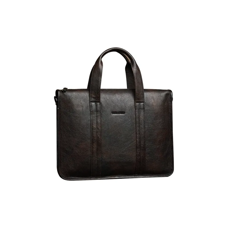 WilliamPOLO Cow Leather Crossbody Bag Briefcase Large Size Men's Brown/Coffee-8