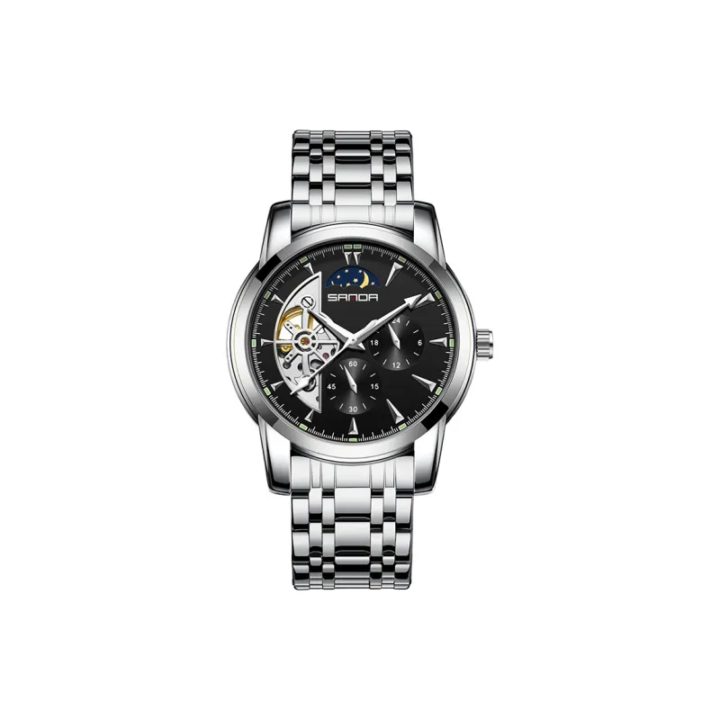 Sanda Automatic Mechanical Movement Stainless Steel Strap Watch Men's Watches White Dial-5