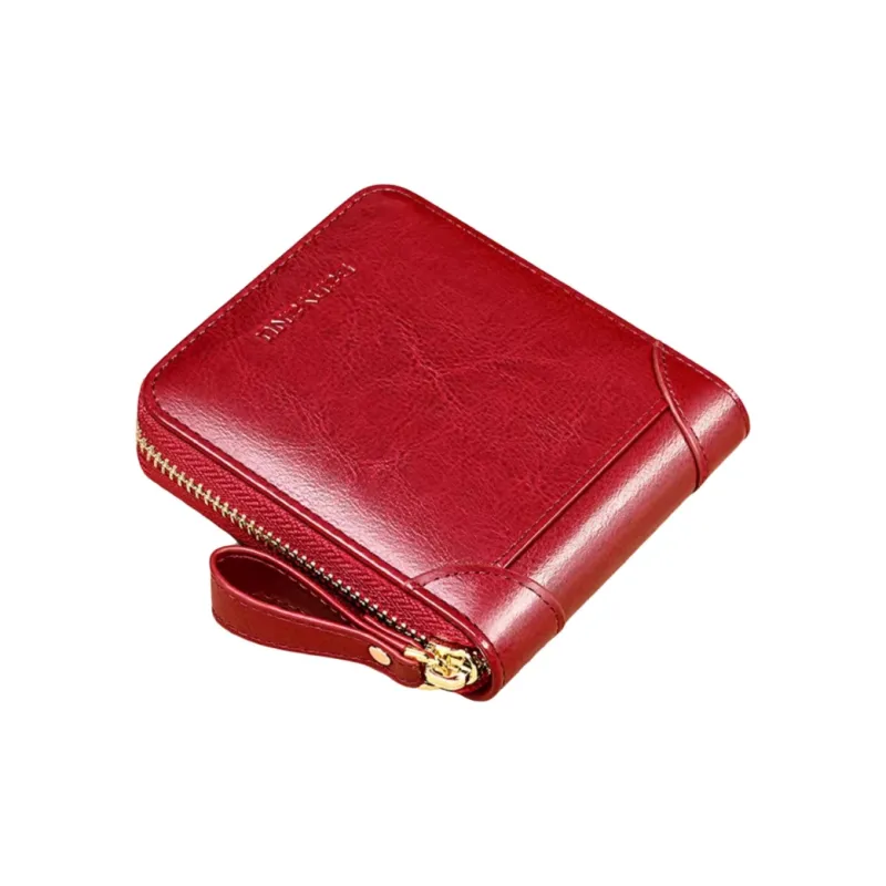 Banyanu Cow Leather Wallets Card Holders Women's Burgundy/Peacock Blue/Antique Yellow/Black/Brown-0