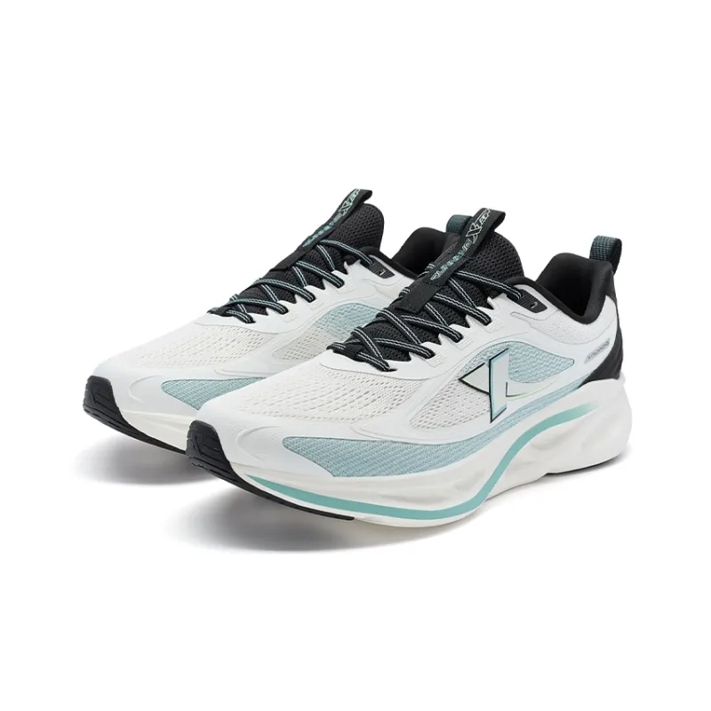 XTEP Wear Resistant Low Top Running Shoes Men's Sail White/Sky Blue/Black-4
