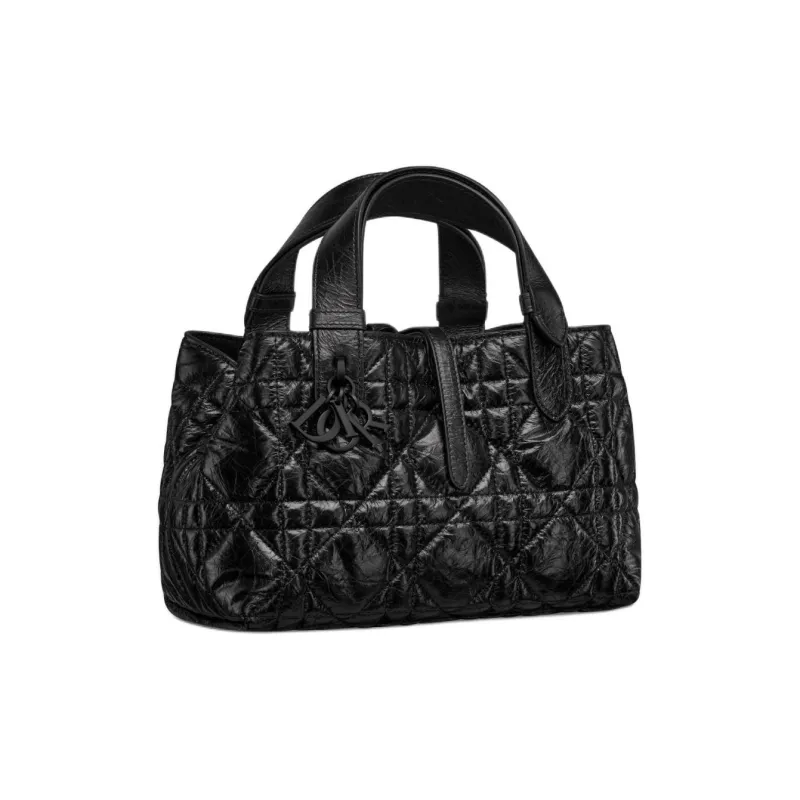 DIOR Wrinkled Cow Leather Handbag, Shoulder Bag Small Size Women's Black-3