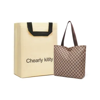 Chearly Kitity Synthetic Leather Tote Mom Bag Handbag, Shoulder Bag Women's Khaki