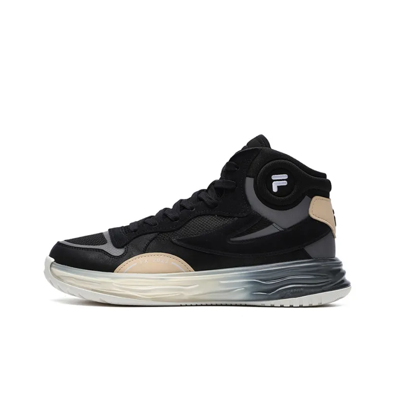 FILA FUSION FX 22 Cushioning Anti Slip And Wear Resistant Coverage Mid Top Vintage Basketball Shoes Men's Black Gray-0