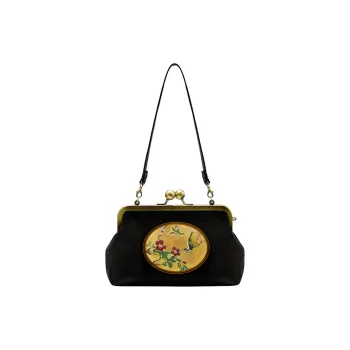 COIN QIAN Velvet One Shoulder Handbag Medium Size Women's Black/Blue