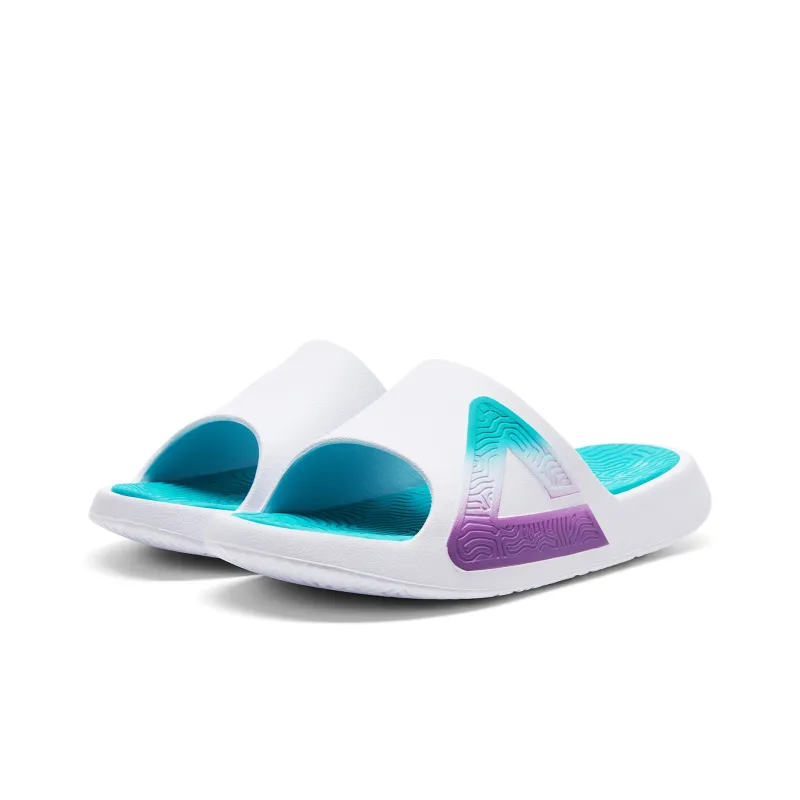 PEAK Slide Slippers Men Bright White Emerald Green-2