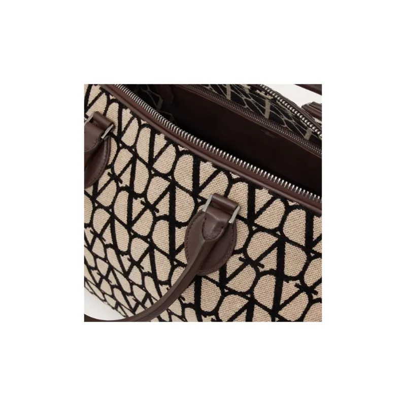 Valentino Leather With Fabric Travel Bags Shoulder Bag Crossbody Bag Handbag Men's Beige-5