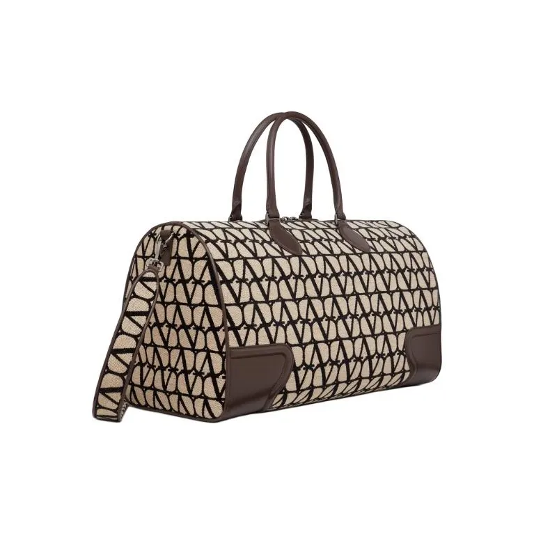 Valentino Leather With Fabric Travel Bags Shoulder Bag Crossbody Bag Handbag Men's Beige-1