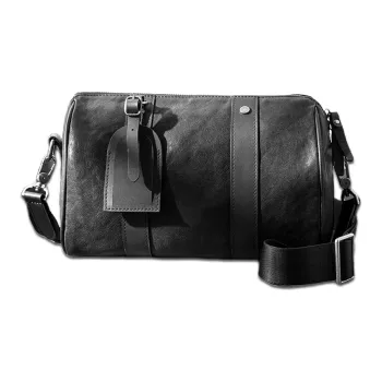 Back Step Top Grain Vegetable Tanned Cow Leather Genuine Leather Pillow Bag Shoulder Bag Regular Unisex Black