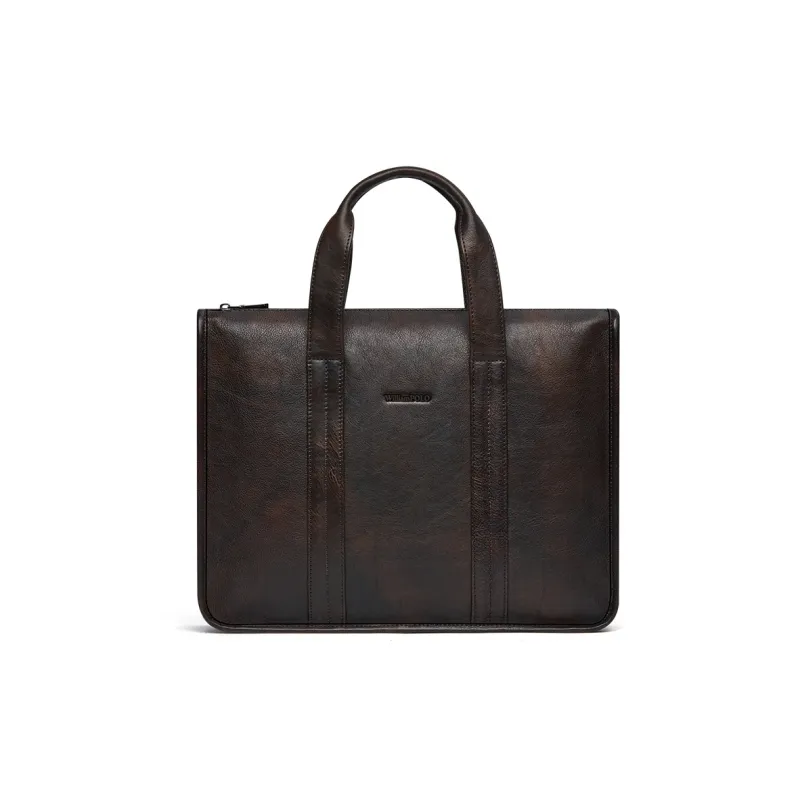 WilliamPOLO Cow Leather Crossbody Bag Briefcase Large Size Men's Brown/Coffee-7